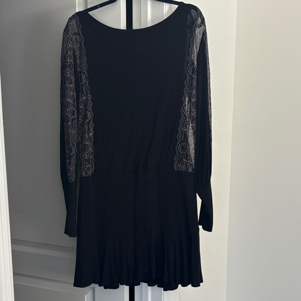 Bailey 44 Black Dress with Lace Sleeves